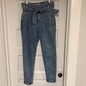 Sezane Austin Denim Jeans Trousers with Tie Waist